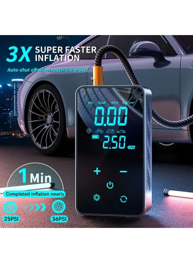 Portable Car Air Pump Inflator Quick Inflation Compact Easy Storage Travel Emergency - Image 1